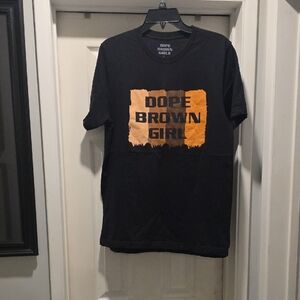 DOPE Black Short Sleeve Tee with Orange Brown Block Graphic